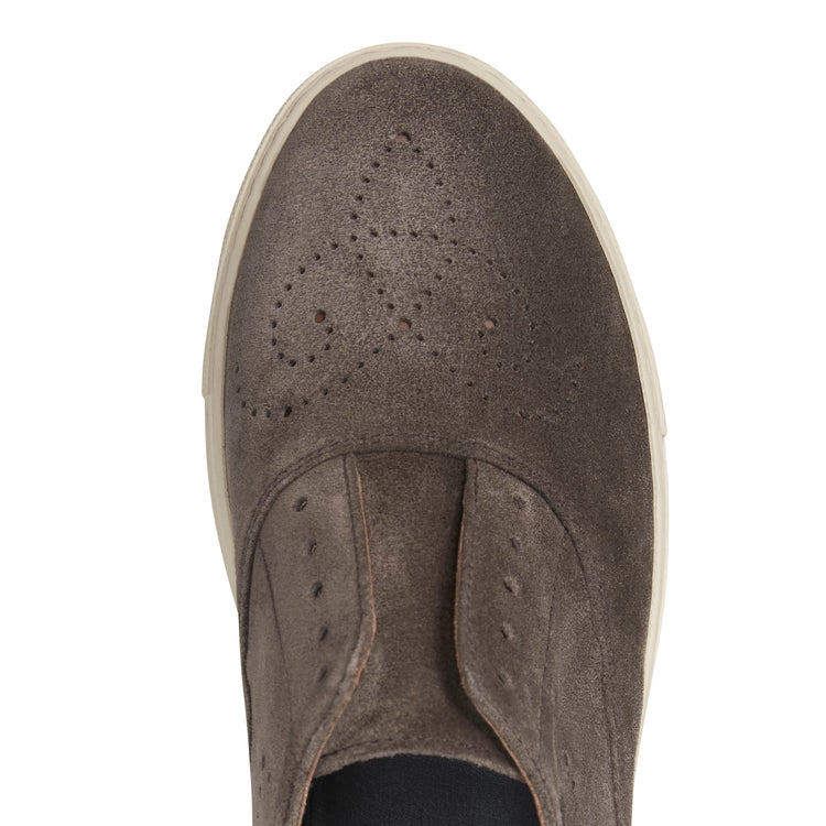 Sneaker Hobo Sport in suede da donna color acciaio