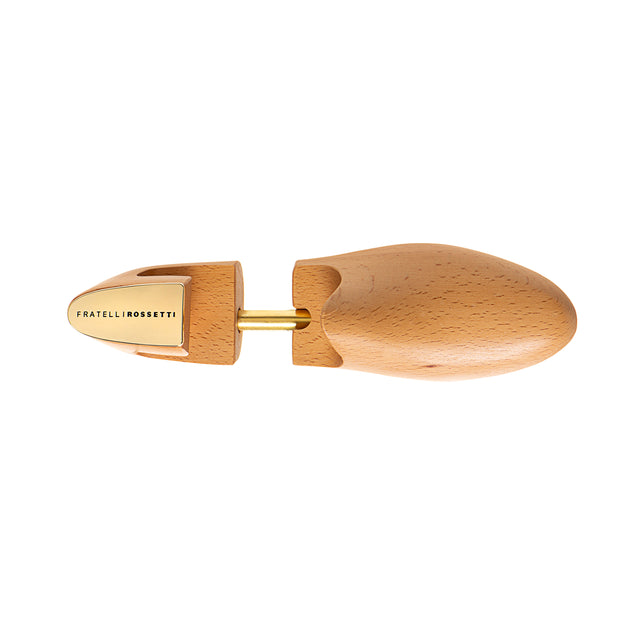 Holz-Schuhspanner Damen mit farbiger Logo-Plakette