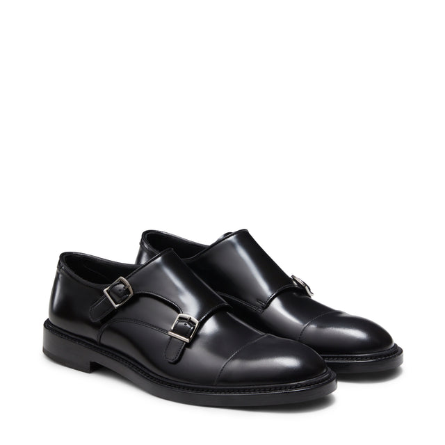 Zapato Derby de piel con doble hebilla para hombre