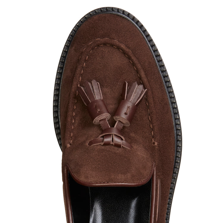 Mocassino Brera in suede da donna color cacao