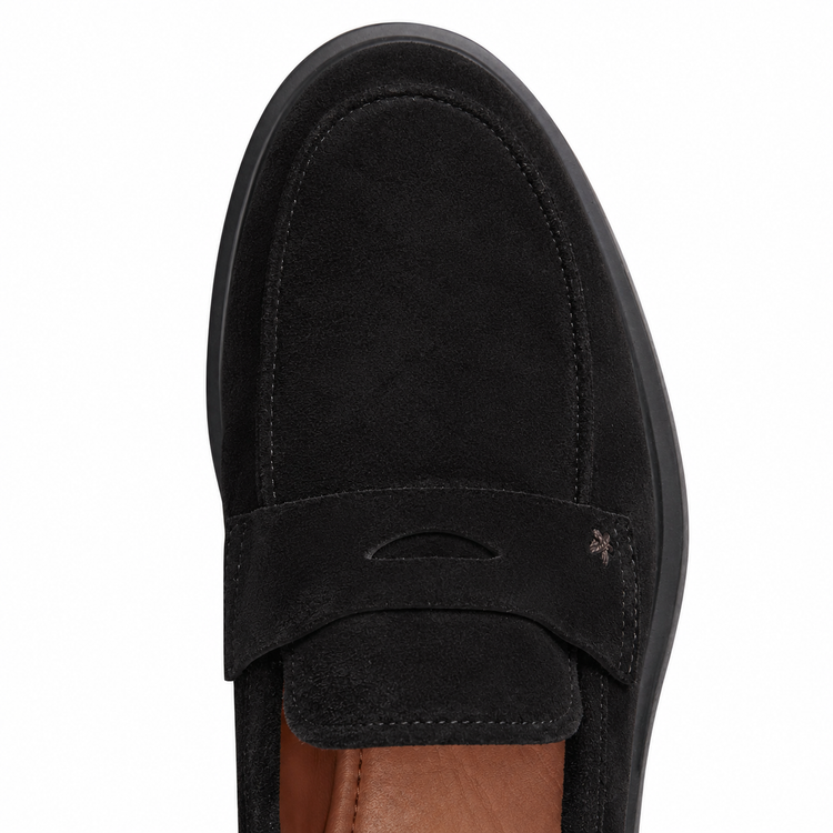 Mocassins à bride noirs en daim pour femmes