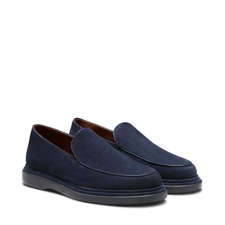 Mocassino in suede da uomo blu marine