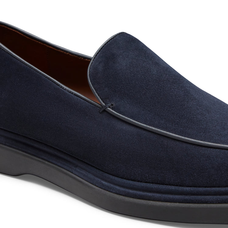 Mocassino in suede da uomo blu marine