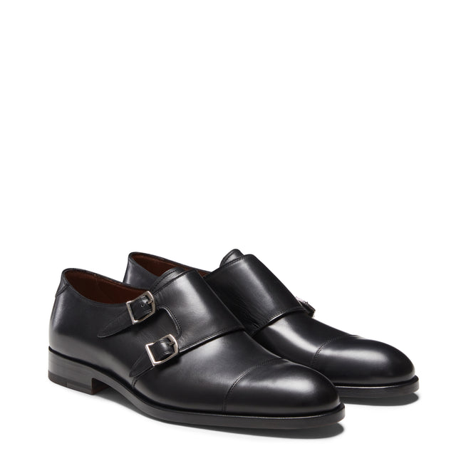 Zapato Derby de piel con doble hebilla