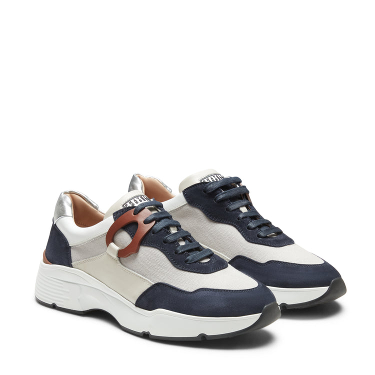 Sneaker in pelle e tessuto