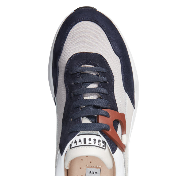 Sneaker in pelle e tessuto