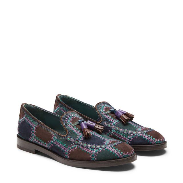 Mocasín de ante con bordado especial Brera para mujer