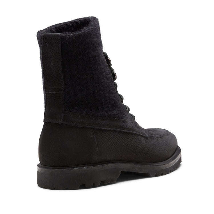 Nubuck and fabric lace-up boot