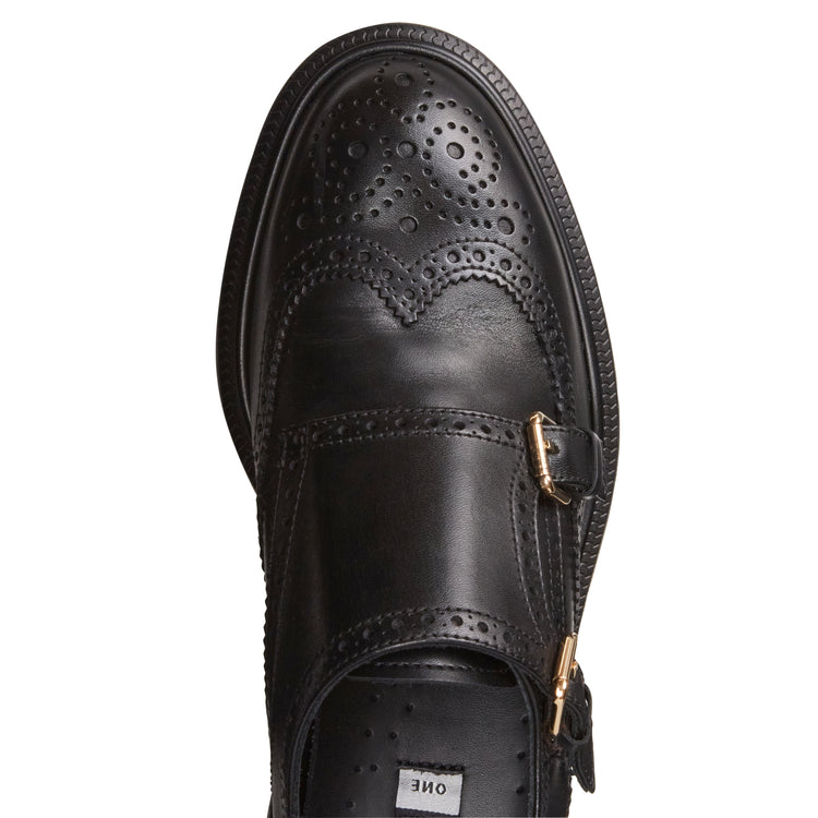 Women’s leather double-buckle Derby shoe