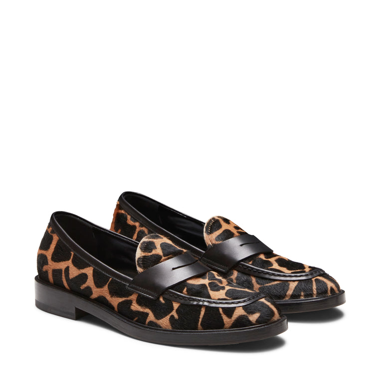 Animal print leather loafer