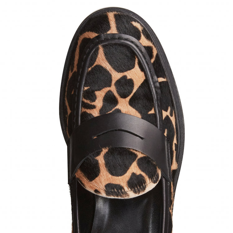 Animal print leather loafer