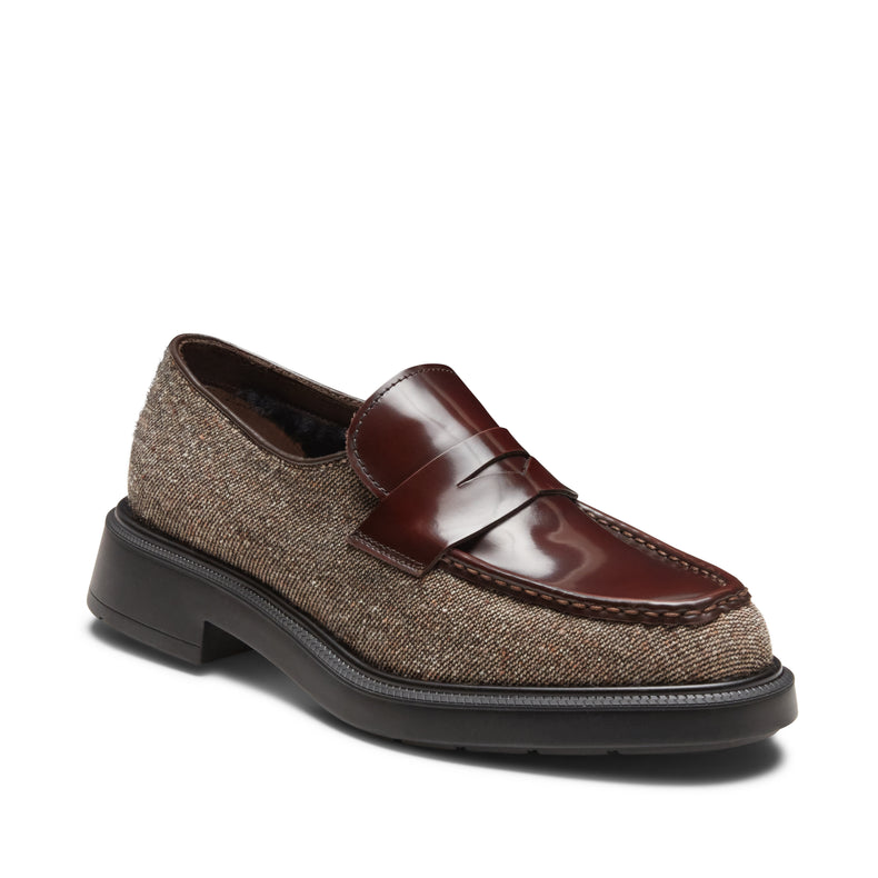 Mocassins en cuir et tissu pour femmes