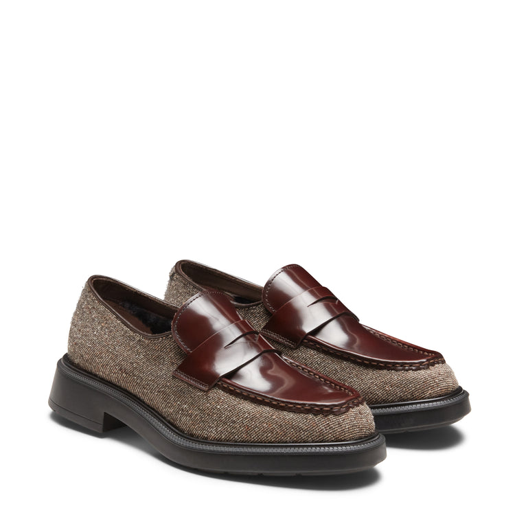 Mocassins en cuir et tissu pour femmes