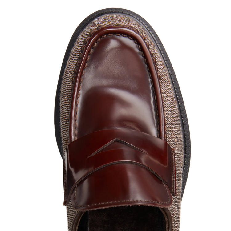 Mocassins en cuir et tissu pour femmes