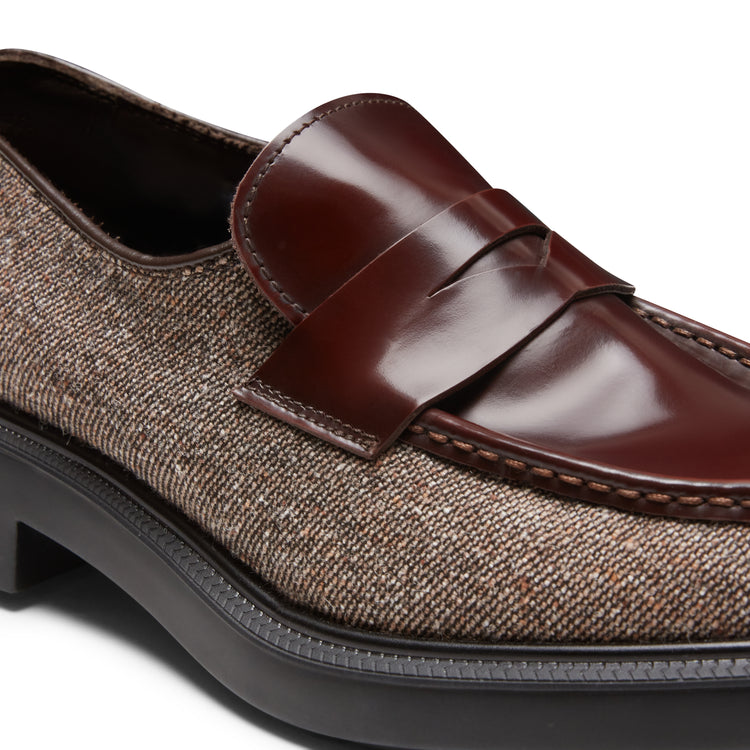 Mocassins en cuir et tissu pour femmes