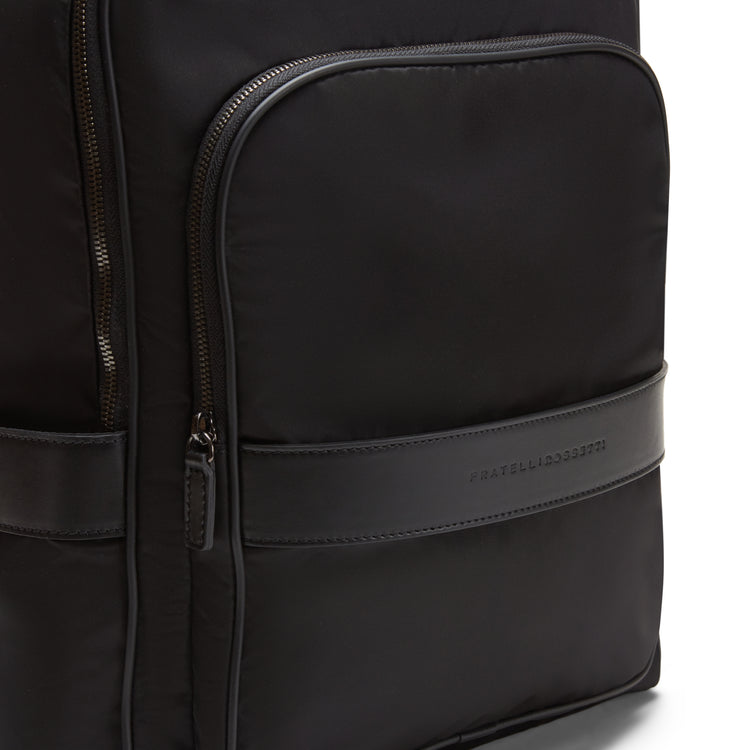 Men's backpack in technical fabric and leather