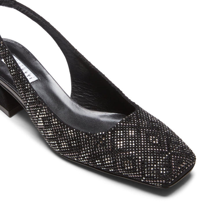 Pumps aus Veloursleder mit Strass