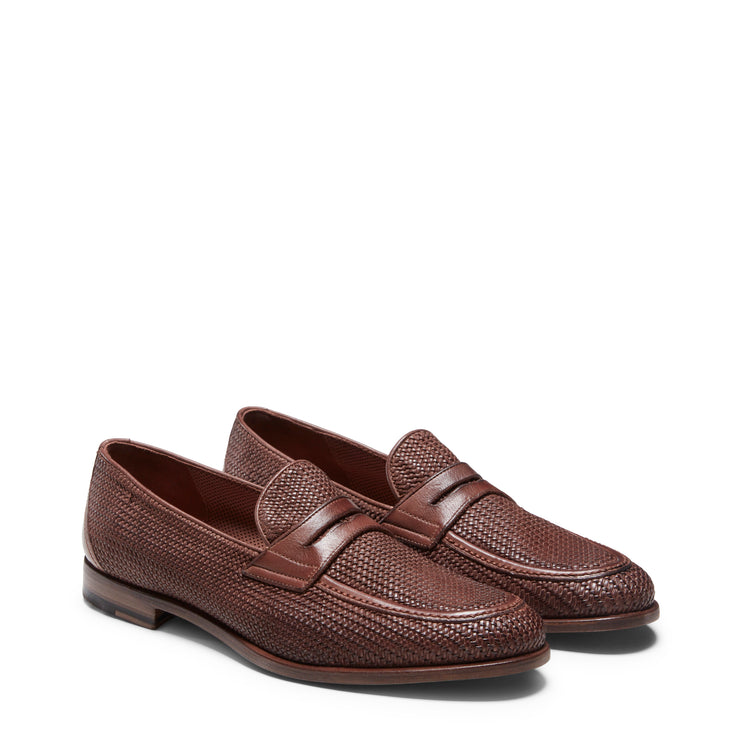 Mocasín de piel trenzada para hombre