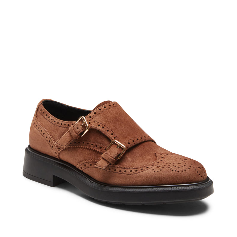 Women’s suede double-buckle Derby shoe