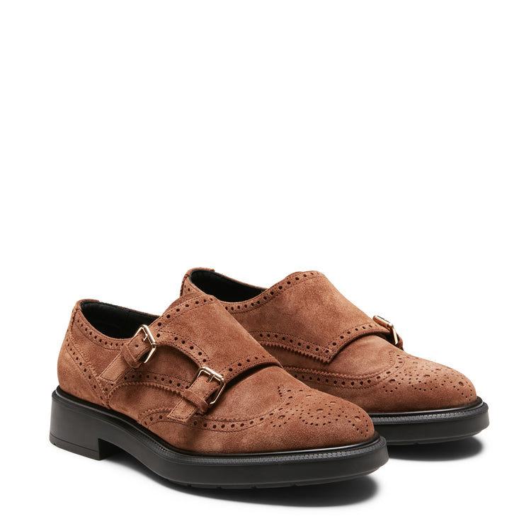 Women’s suede double-buckle Derby shoe