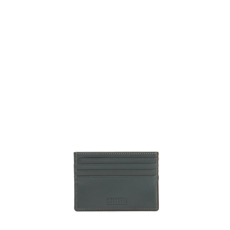 Porte-cartes homme en cuir vert forêt