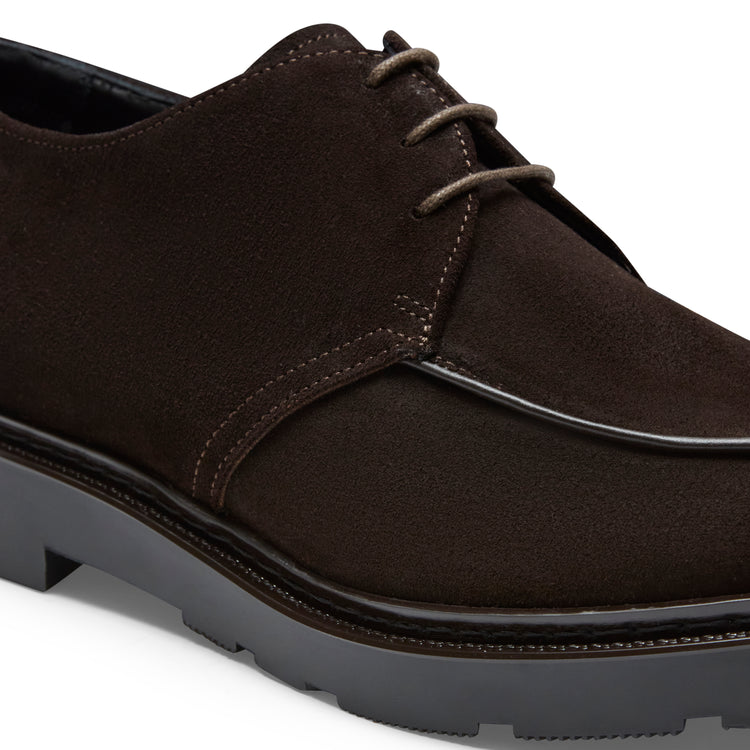 Stringata Derby in suede da uomo color cacao