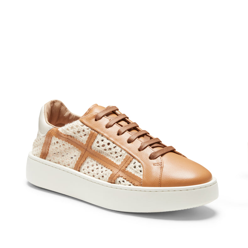 Sneaker in tessuto e pelle