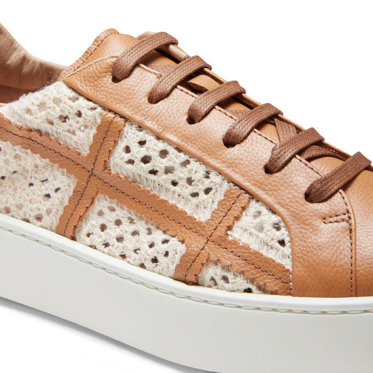 Sneaker in tessuto e pelle