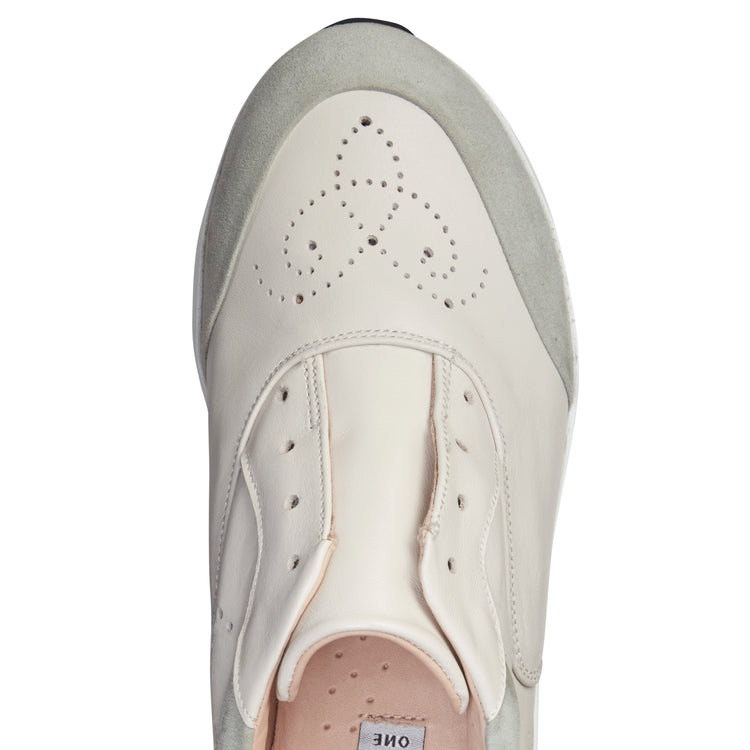 Leather and suede sneaker