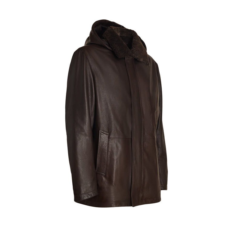 Leather caban coat