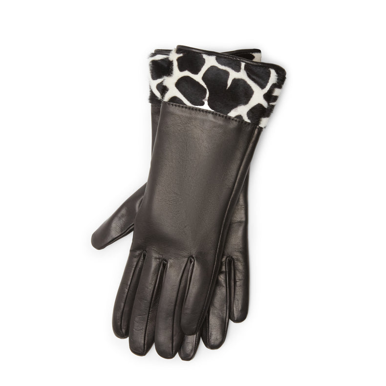 Damenhandschuh aus Leder mit Ponyfelloptik