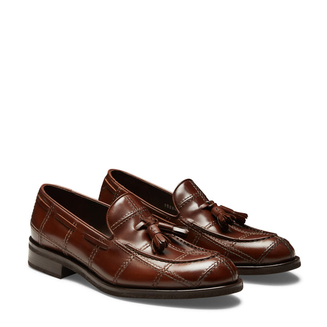 Herrenloafer Brera Check aus braunem Leder