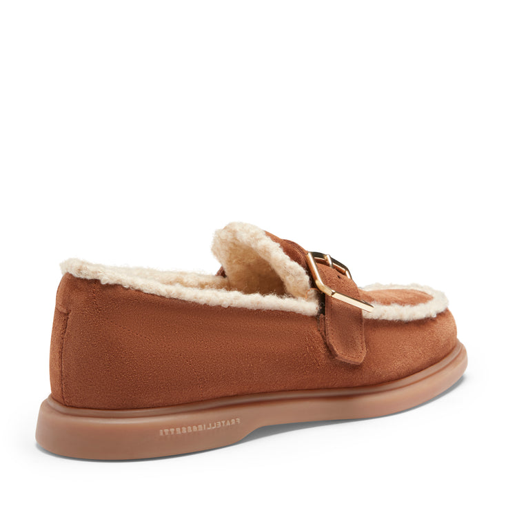 Mocassino in suede da donna color bruciato
