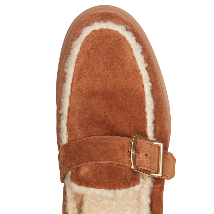 Mocassino in suede da donna color bruciato