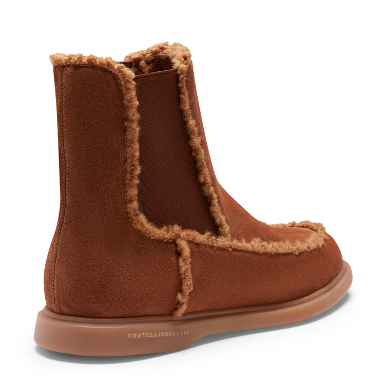 Chelsea boot in suede da donna color bruciato