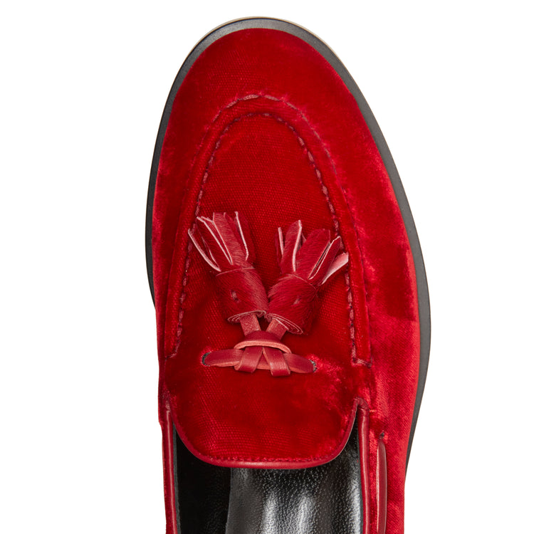 Mocassino Brera in velluto da donna rosso