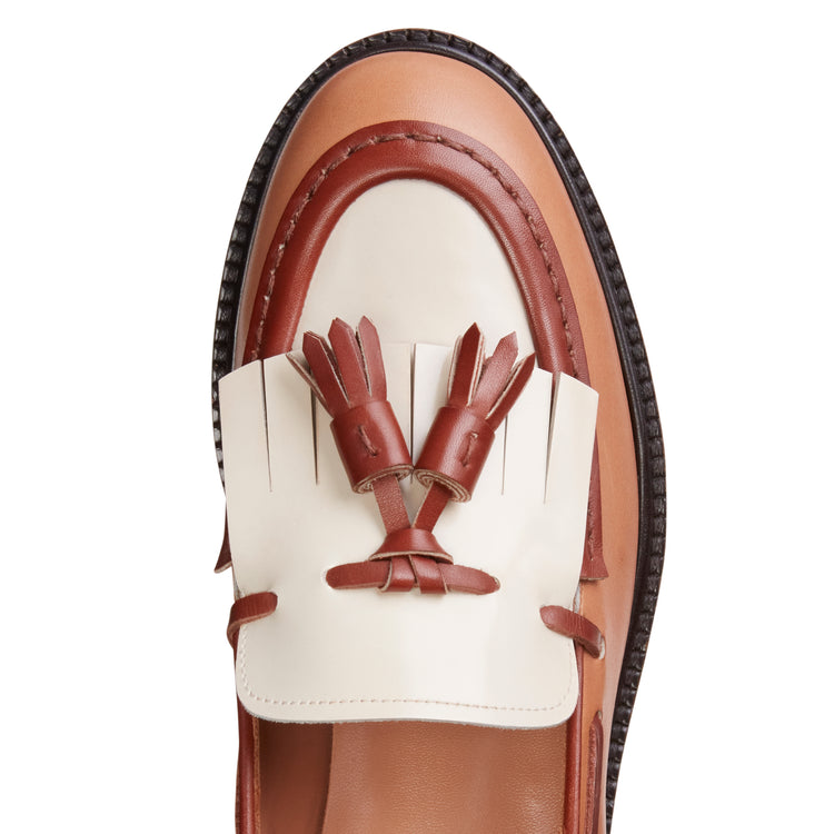 Mocassino Brera in pelle da donna noce e avorio