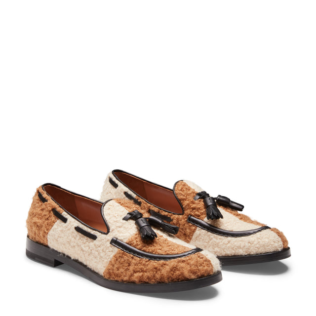 Mocasín Brera Damier de tejido y piel bicolor para mujer