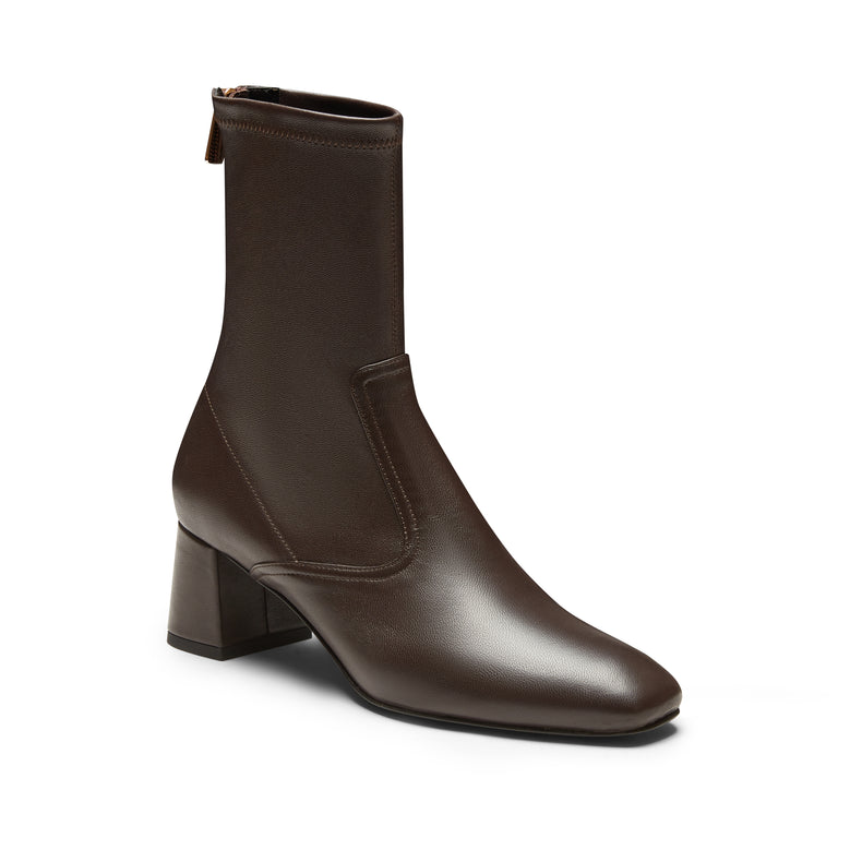 Stivaletto in pelle da donna marrone