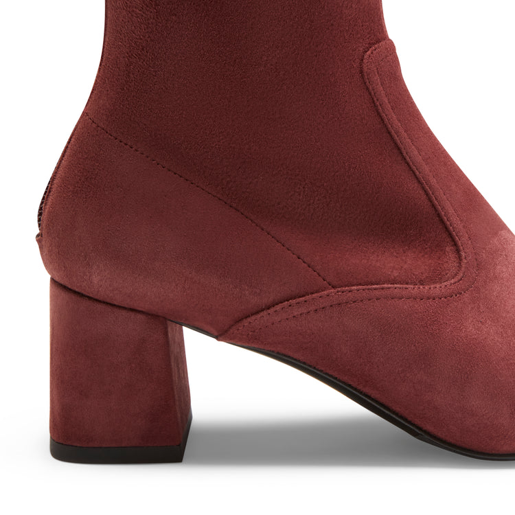 Stivaletto in suede da donna color bordeaux