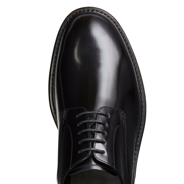 Black leather lace-up Derby shoe