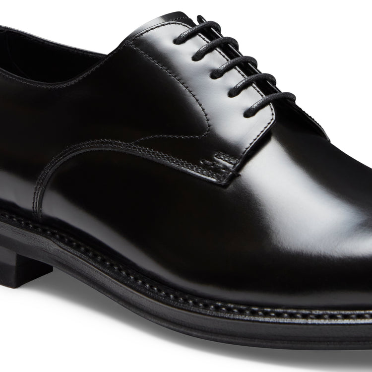 Black leather lace-up Derby shoe