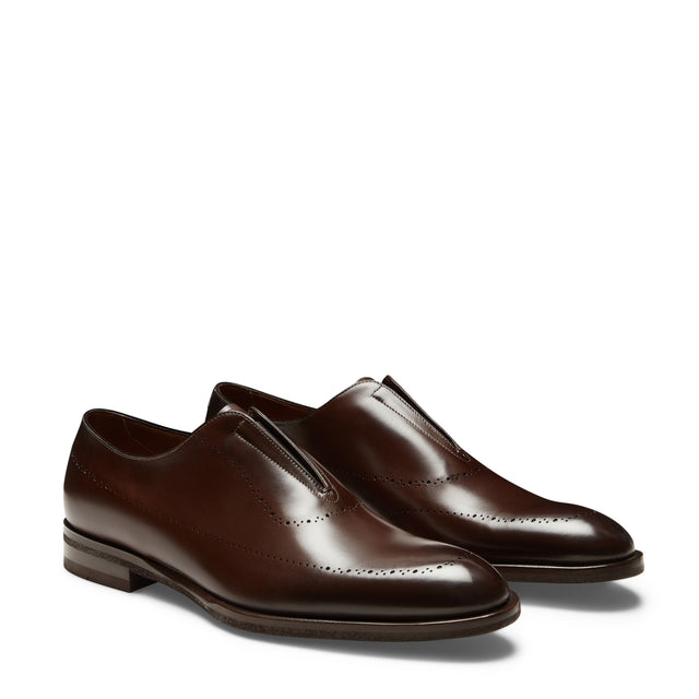 Mahagonifarbener Leder-Slipper für Herren