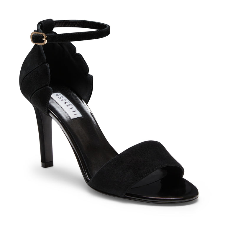 Sandalo tacco alto in suede nero