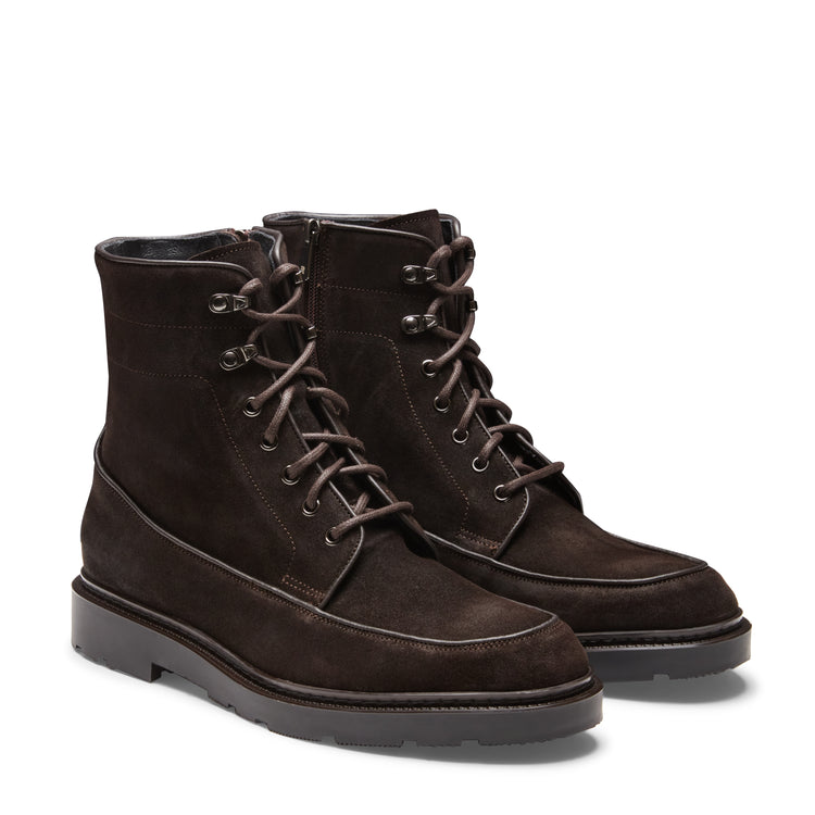 Bi-Material-Schnürstiefelette aus Wildleder für Herren
