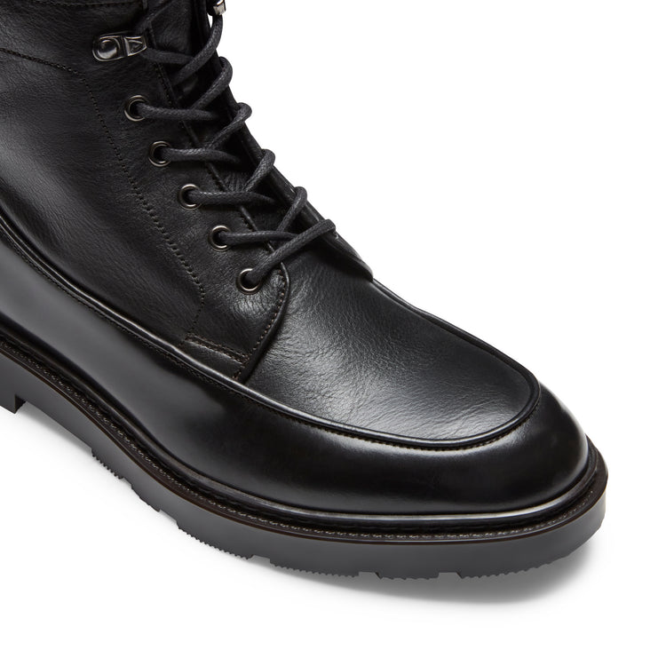 Schwarze Bi-Material-Schnürstiefelette aus Leder für Herren