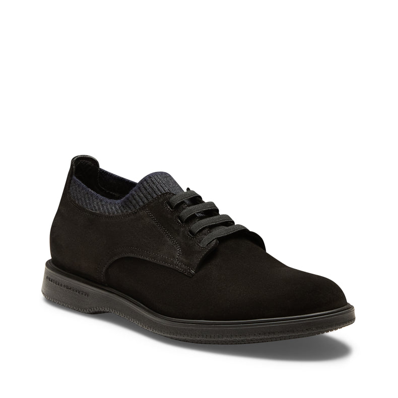 Stringata Derby nera in suede da uomo