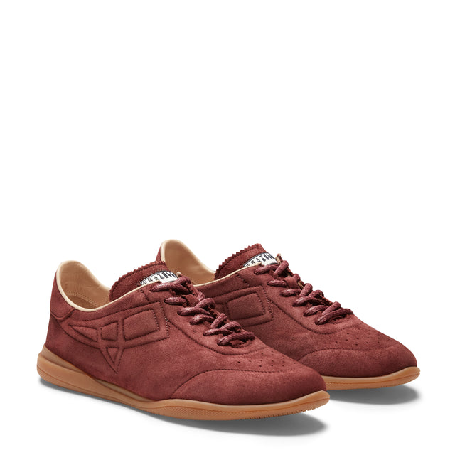 Deportivas Kyoto de ante de color burdeos para mujer