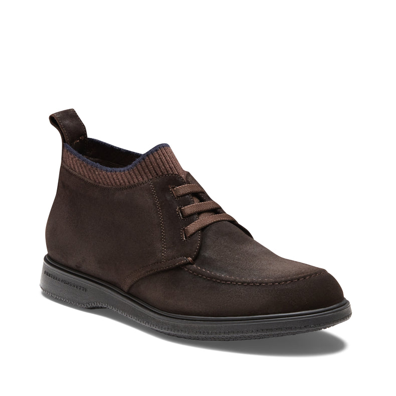 Polacco stringato in suede da uomo color cacao