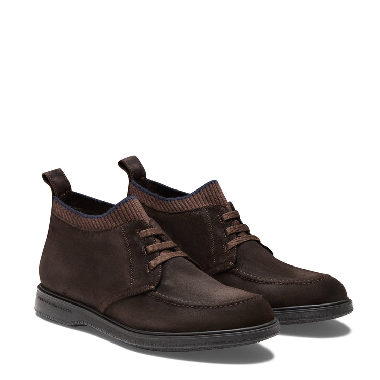 Polacco stringato in suede da uomo color cacao